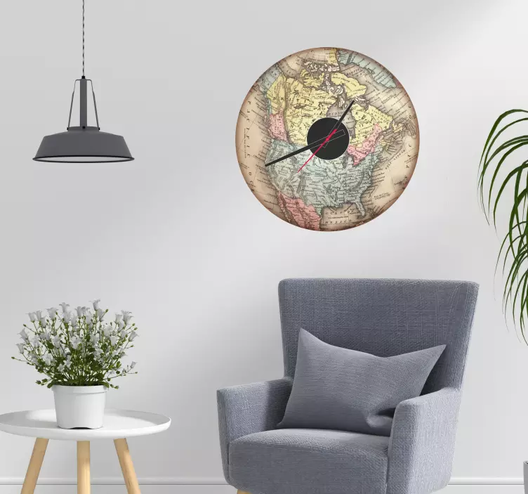 Pohjois-amerikan kellojen seinäkartta - Tenstickers