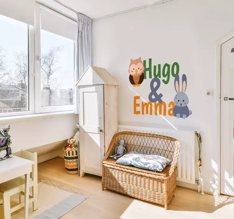 Pöllön ja kanin sisarukset Villieläintarroja - Tenstickers