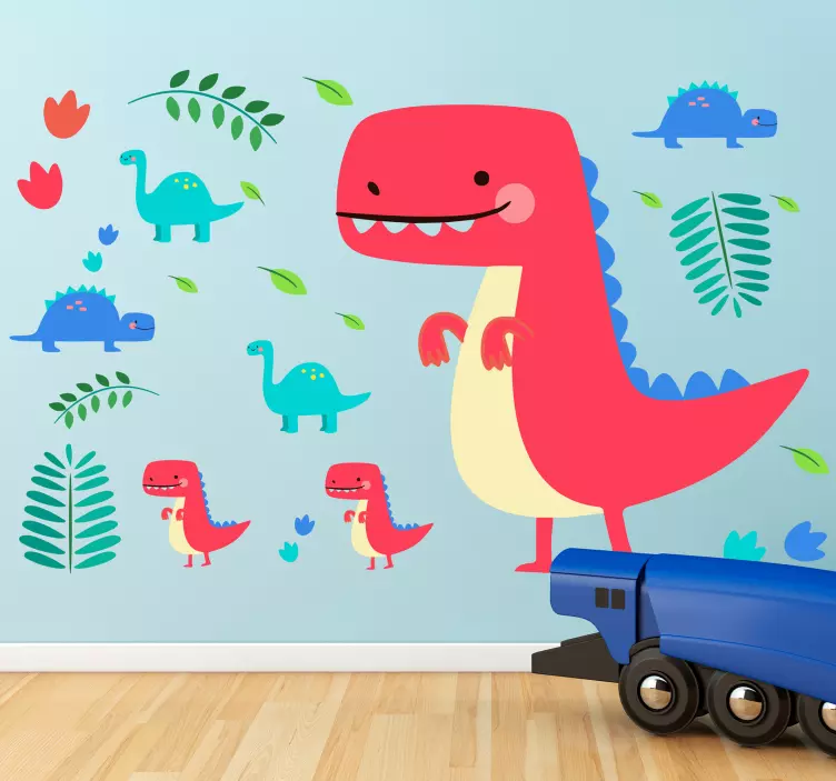 Punainen dinosaurukset kids seinä tarra - Tenstickers
