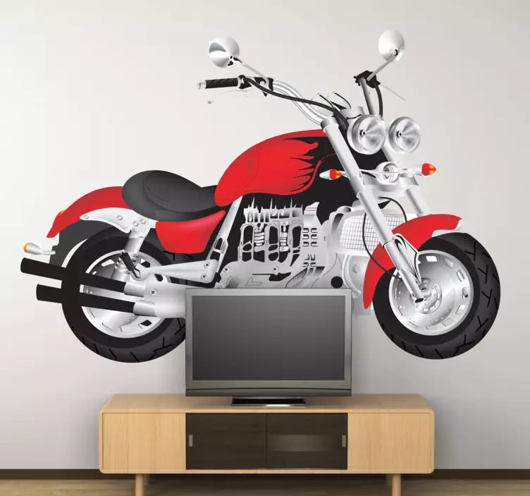 Punainen moottoripyörä tarra - Tenstickers