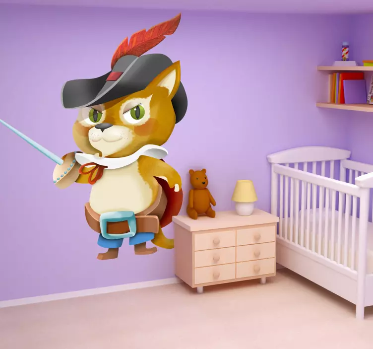 Puss saappaissa lasten seinätarra - Tenstickers