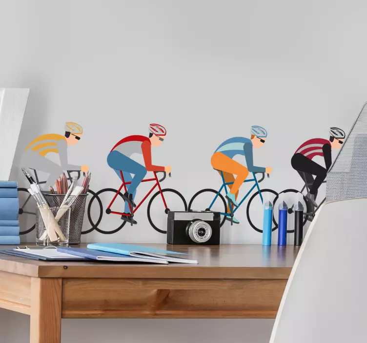 Pyöräilijöiden pyöräilyseinä seinätarra - Tenstickers