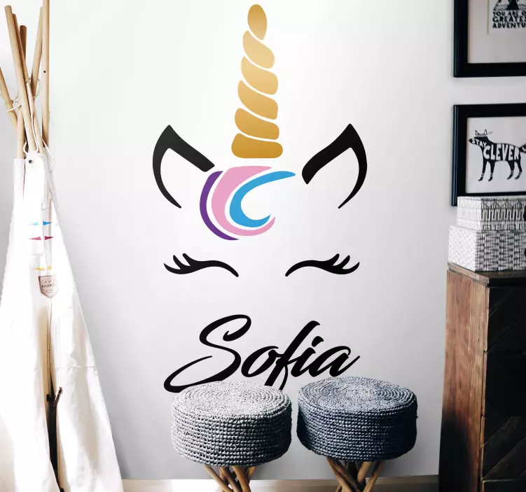 Räätälöity yksisarvinen seinätarrat lastenhuone - Tenstickers