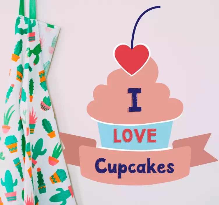 Rakastan cupcakes muut tekstit seinätarra - Tenstickers
