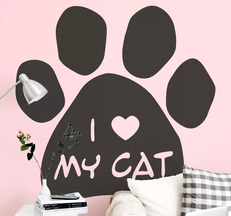 Rakastan kissani tassunjälkeä lemmikki tarra - Tenstickers