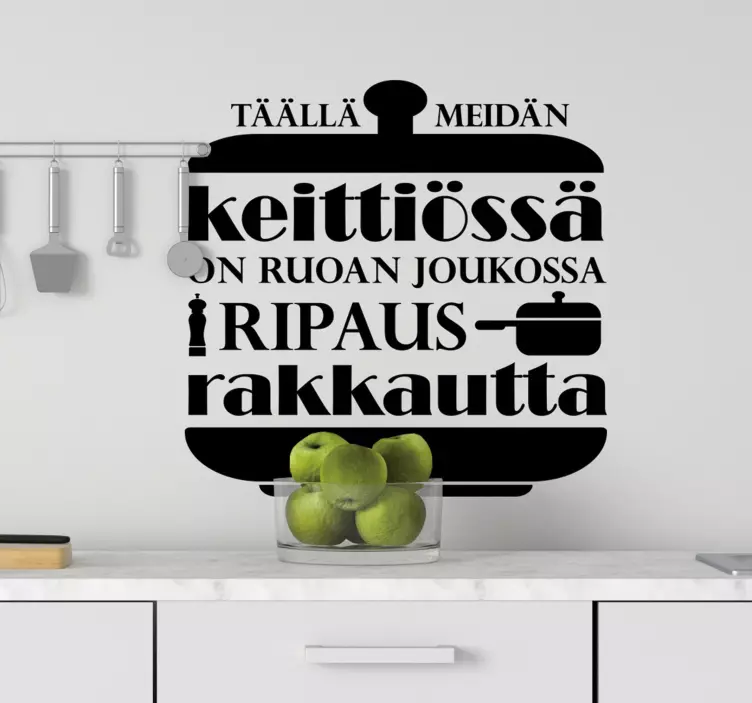 Rakkaus keittiö fi koditeksti sisustustarra keittiöön - Tenstickers