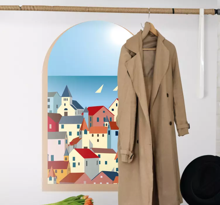 Rannikkokaupungin näkymä sijaintitarra - Tenstickers