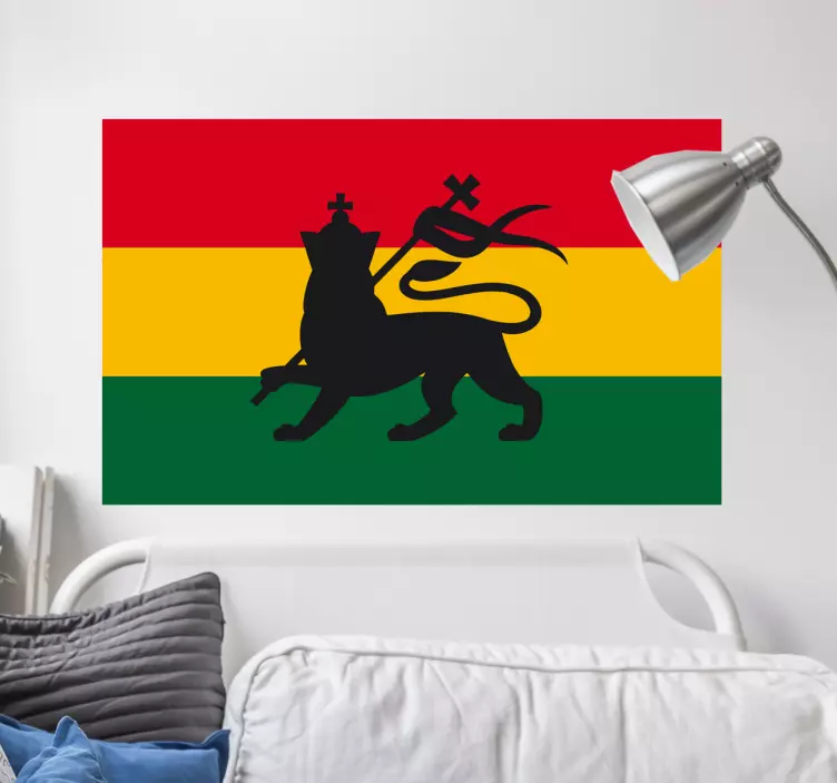 Värikäs rasta lippu ja leijona Lipputarra - Tenstickers