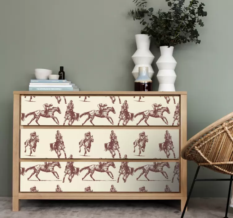 Ratsastuskuvio-aihe huonekalutarra - Tenstickers