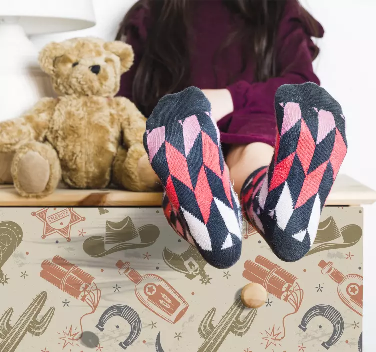 Retro cowboy-elementtejä dinosaurus tarra - Tenstickers