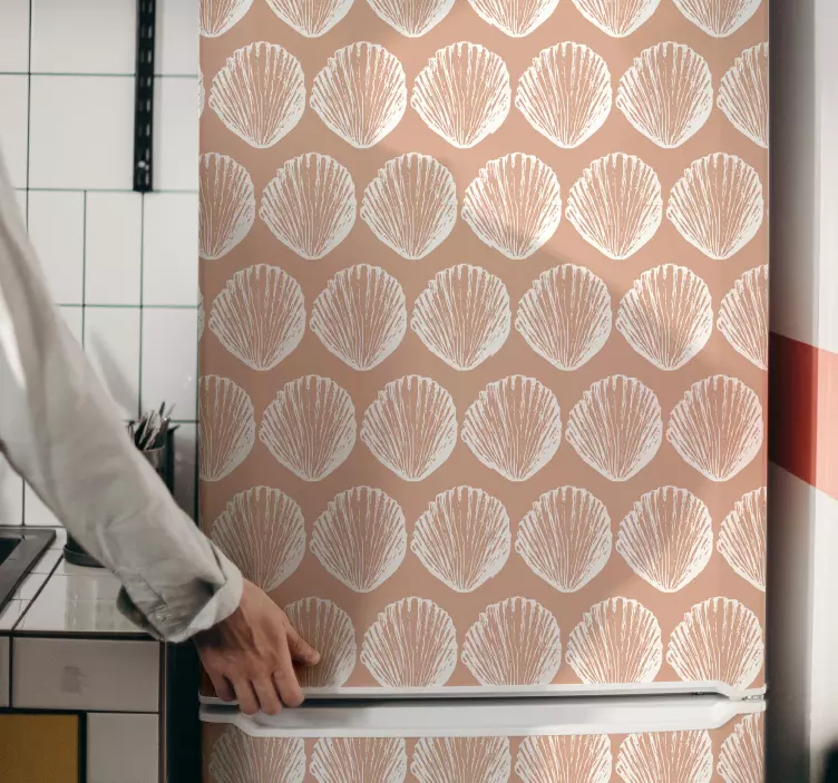 Retro kotilo kuvio beige jääkaappi Jääkaappitarra - Tenstickers