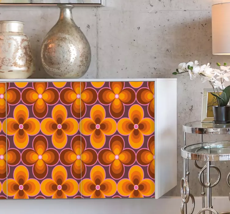 Retro kukka-aihe huonekalutarra - Tenstickers