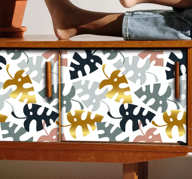 Rohkeita lehtikuvioita dinosaurus tarra - Tenstickers