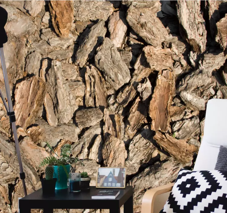 Ruskea maalaismainen puunkuori kuvio vinyyliarkki tarra - Tenstickers