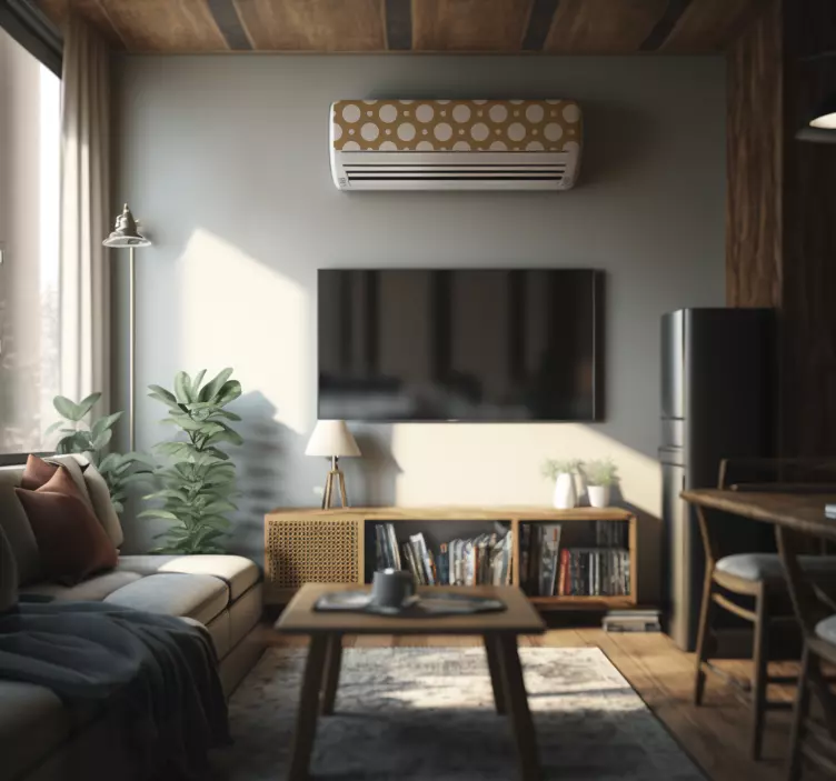 Ruskea valkoisilla pisteillä ympyränmuotoinen tarra - Tenstickers