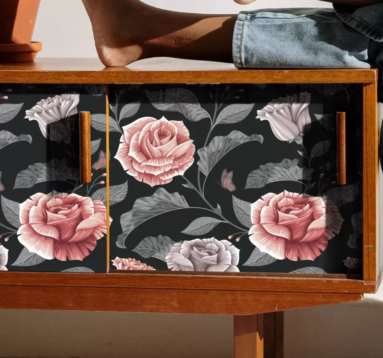 Hieno ruusut kuvio huonekalutarra - Tenstickers