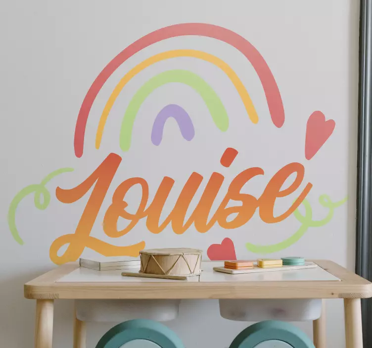 Sateenkaaren piirretty henkilökohtainen nimi kuvitelma tarra - Tenstickers