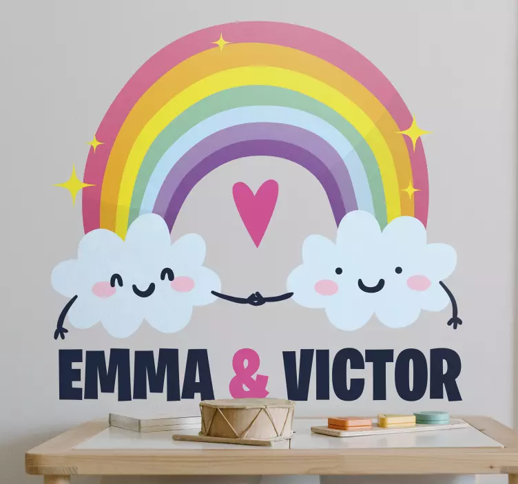 Sateenkaari henkilökohtaisilla nimillä kuvitelma tarra - Tenstickers