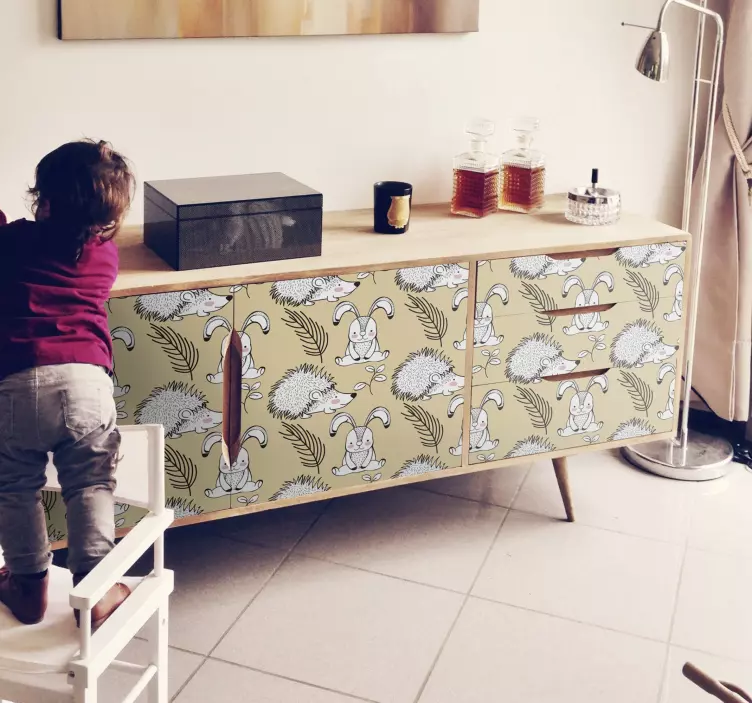 Suloinen siili ja kanit Huonekalutarrat - Tenstickers