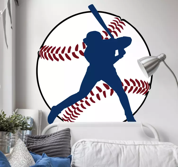Siluetti baseball-pelaajan seinä tarra - Tenstickers