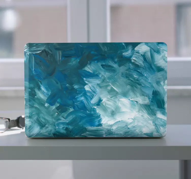 Sininen abstrakti harja Läppäritarra - Tenstickers