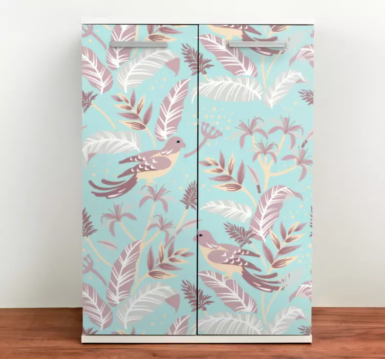 Sininen ja vaaleanpunainen kasvisto Huonekalutarrat - Tenstickers