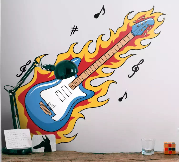 Sininen kitara Rockmusiikkitarra - Tenstickers