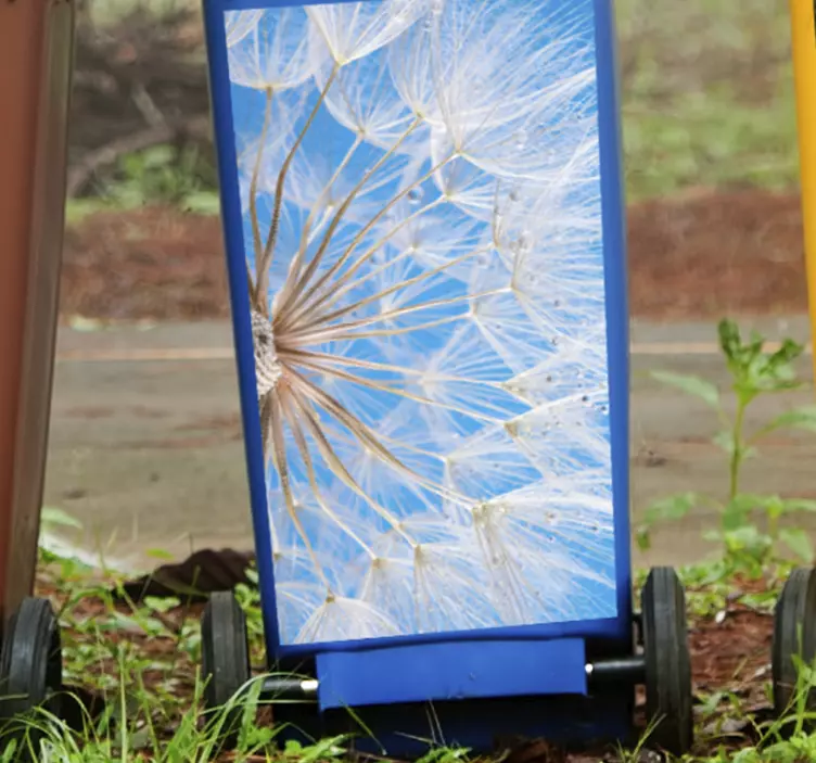 Sininen tausta voikukka Roskakori tarra - Tenstickers