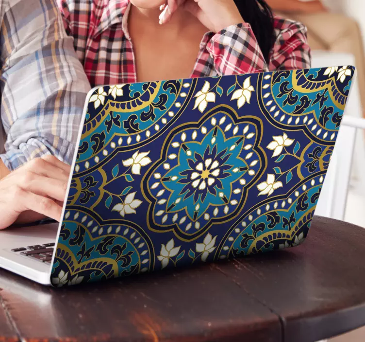 Hieno siniset sävyt mandala Läppäritarra - Tenstickers