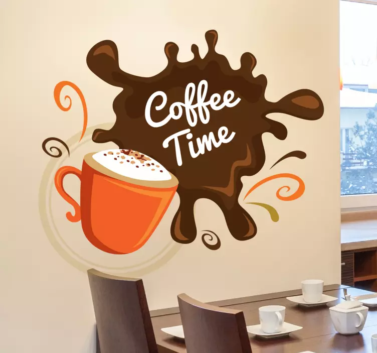 Sisustustarra Coffee Time splatter - Tenstickers