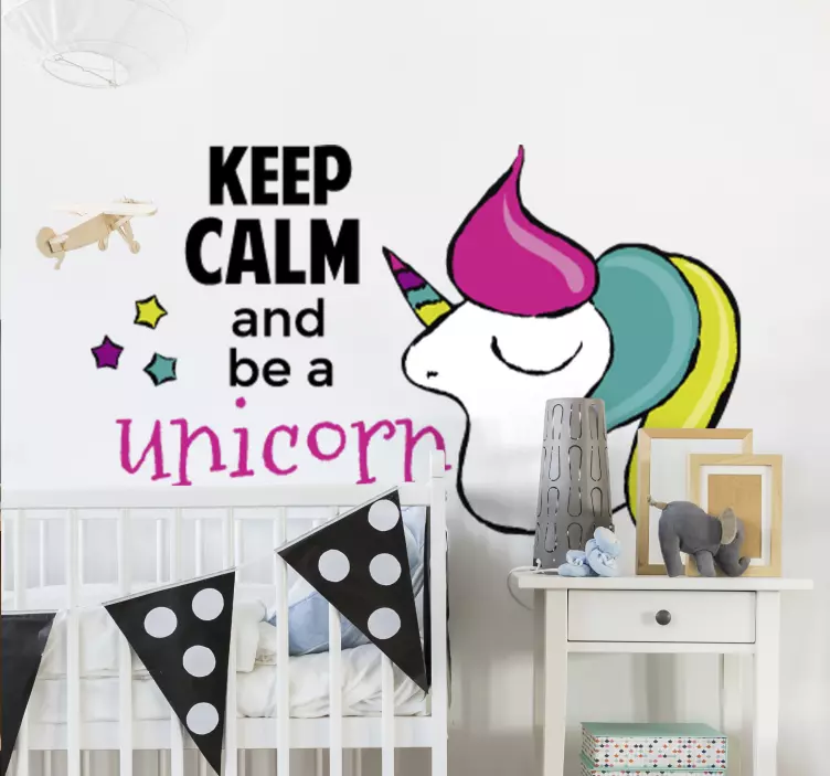 Sisustustarra Keep Calm Unicorn - Tenstickers