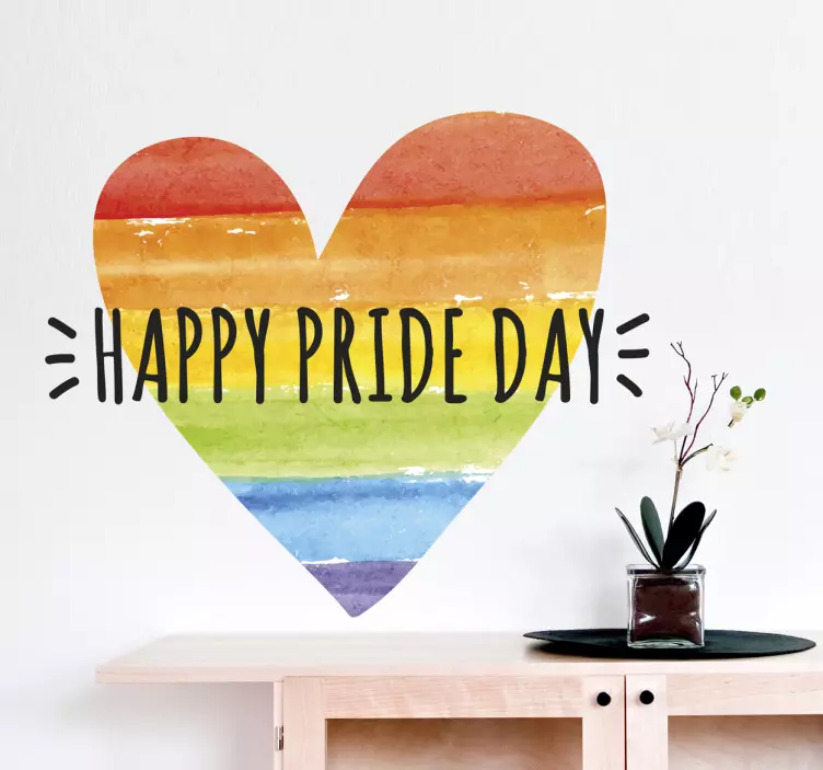 Sisustustarra sateenkaari happy pride day - Tenstickers