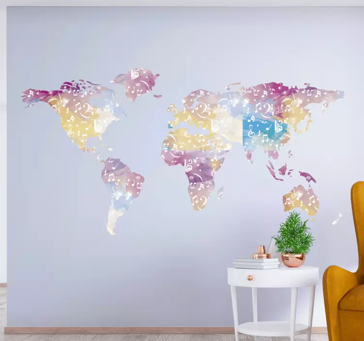 Nuotti maailmankartta maailmankartta tarra - Tenstickers