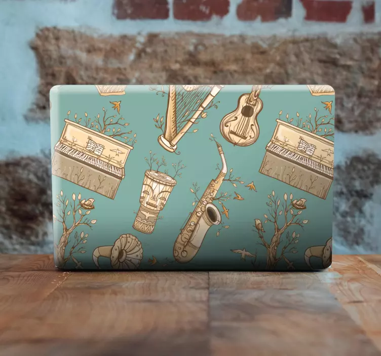 Soittimien motiivi läppäritarra - Tenstickers