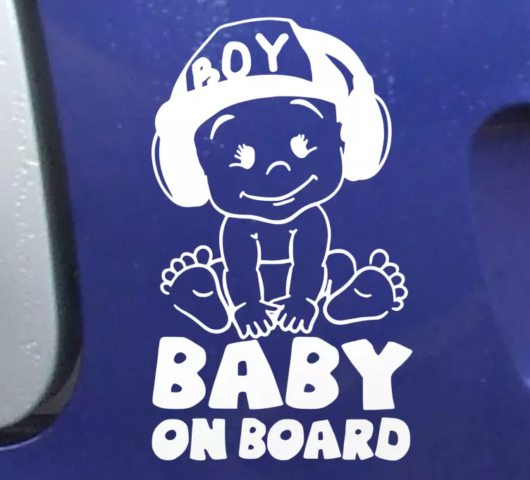 Söpö korkilla Baby on board tarra - Tenstickers