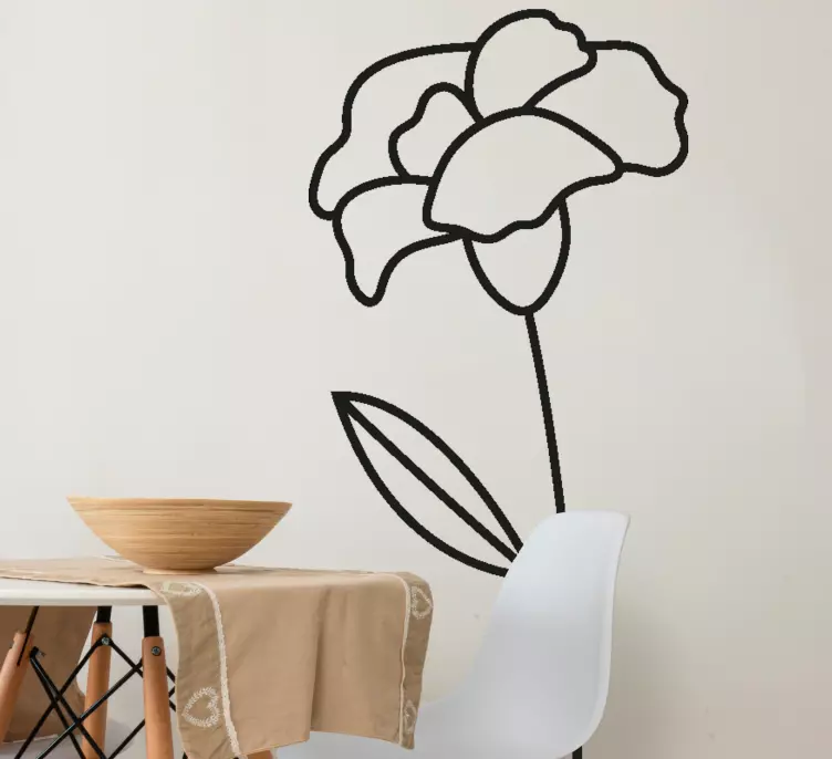 Söpö viivapiirros kukka kuva kukkatarra - Tenstickers