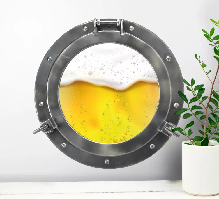 Sukellusvene-ikkuna, jossa on olutta Seinätarra - Tenstickers