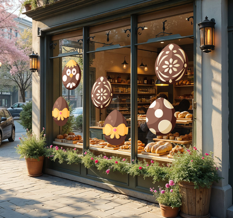 Suklaa pääsiäismunia näyteikkuna tarra - Tenstickers