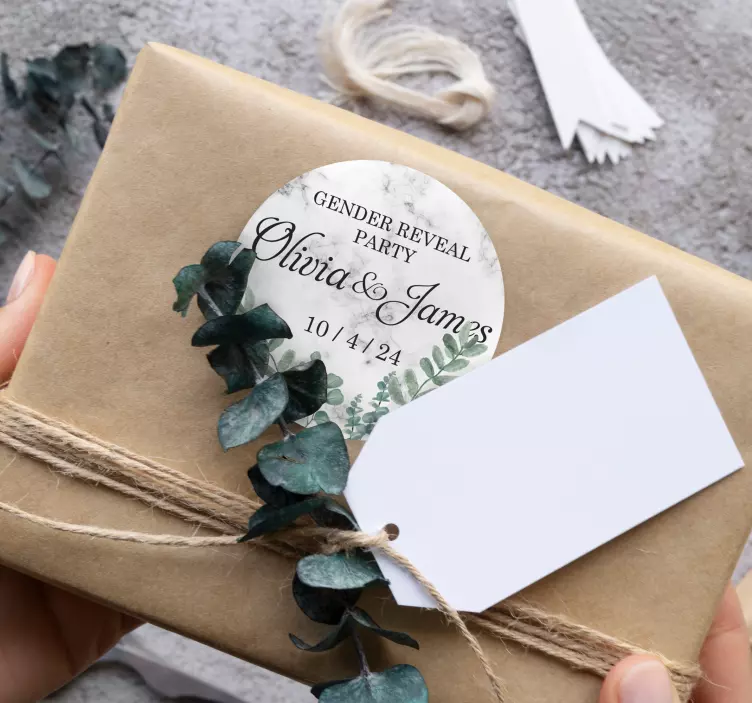 Sukupuoli paljastaa puolueen marmoria henkilökohtainen tarra - Tenstickers