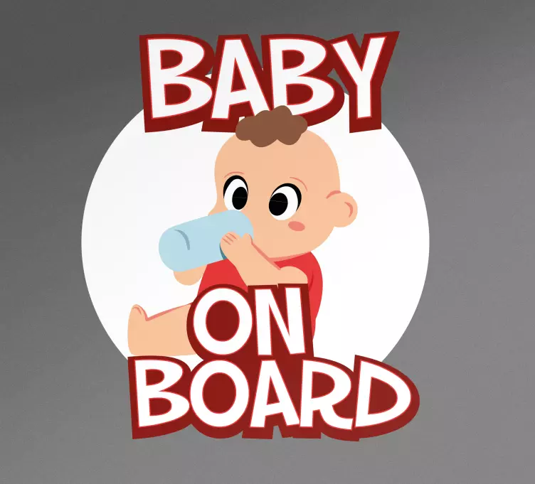 Suloinen vauva siemailemassa baby on board tarra - Tenstickers
