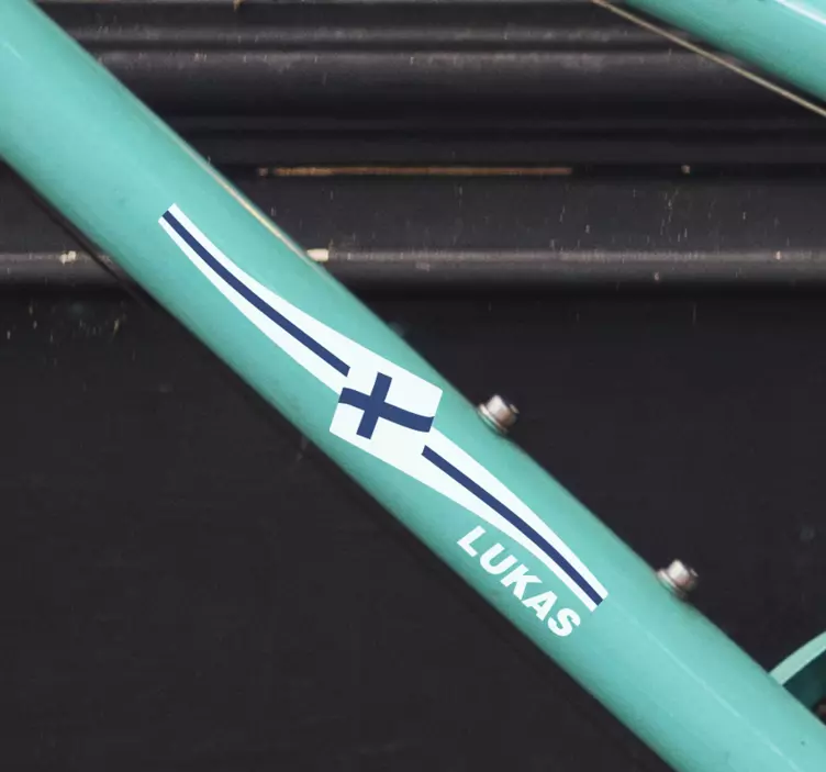 Suomen lipun muokattava nimi pyörätarra - Tenstickers