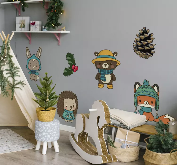 Talvikukkia ja eläimiä villieläinten tarra - Tenstickers