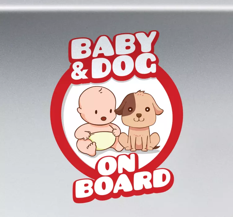 "Baby and Dog on Board" lapsi ja koira autotarra - Tenstickers