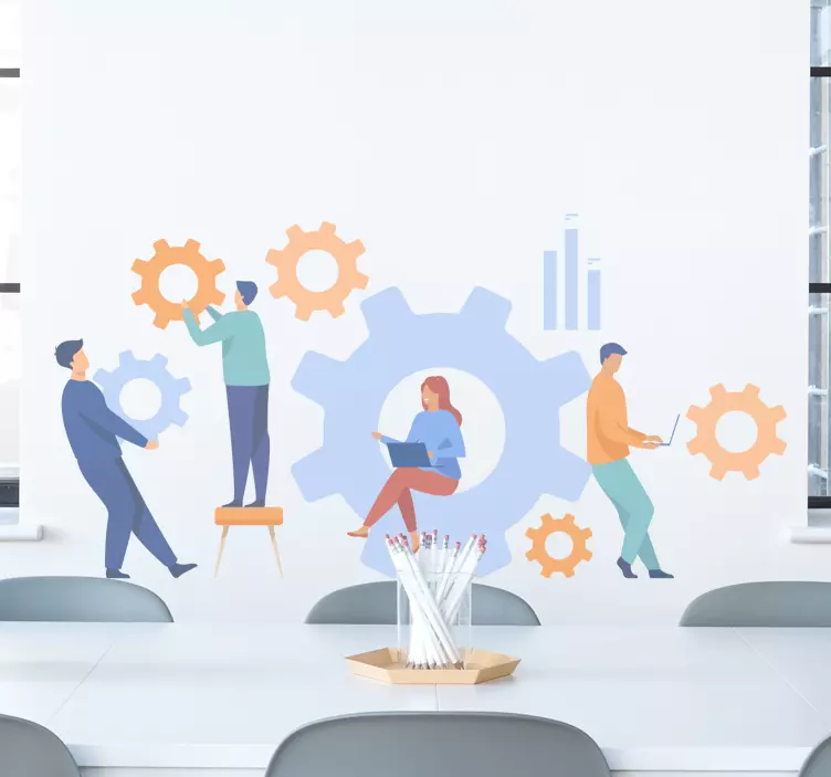 Tiimityö ja mekanismit toimistotarra - Tenstickers