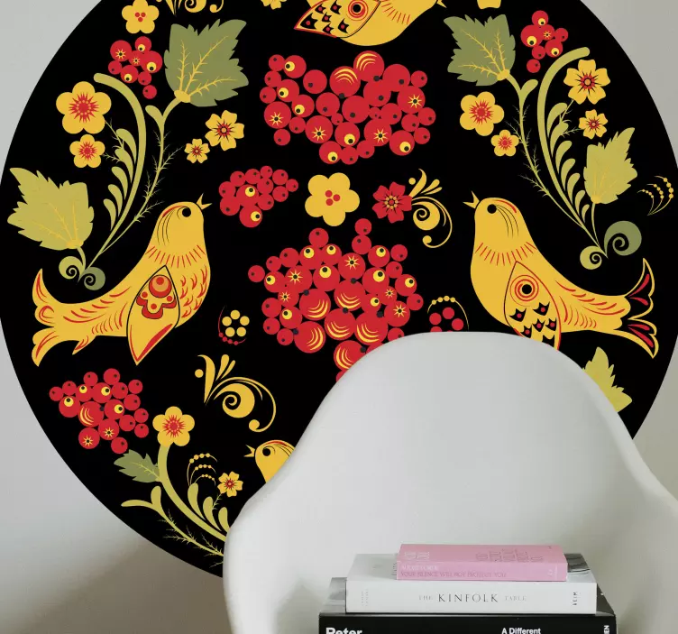 Tumma tausta folk slovak ornamentti kukkatarrat - Tenstickers