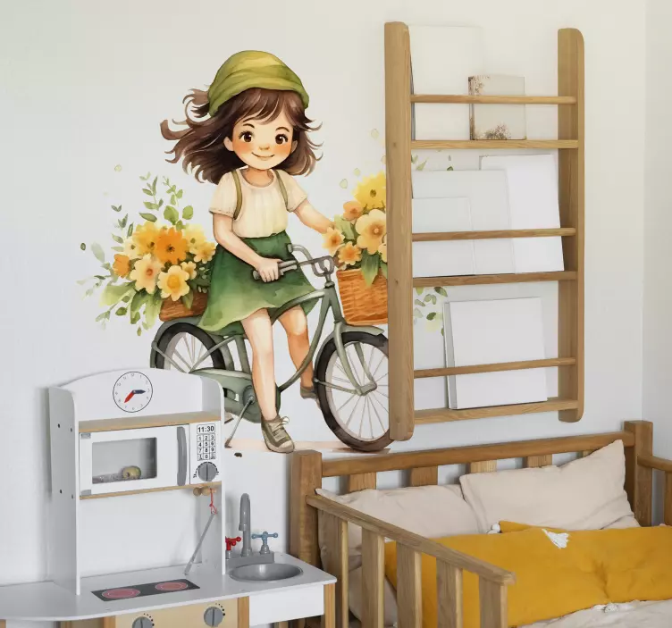 Tyttö ajaa pyörällä kuvitelma tarra - Tenstickers