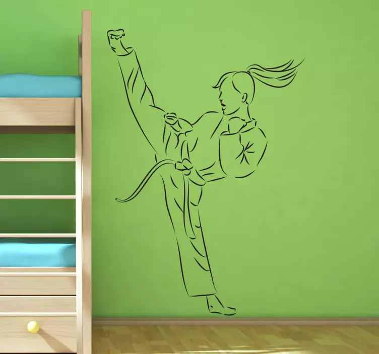 Tyttö karate potkia tarra - Tenstickers