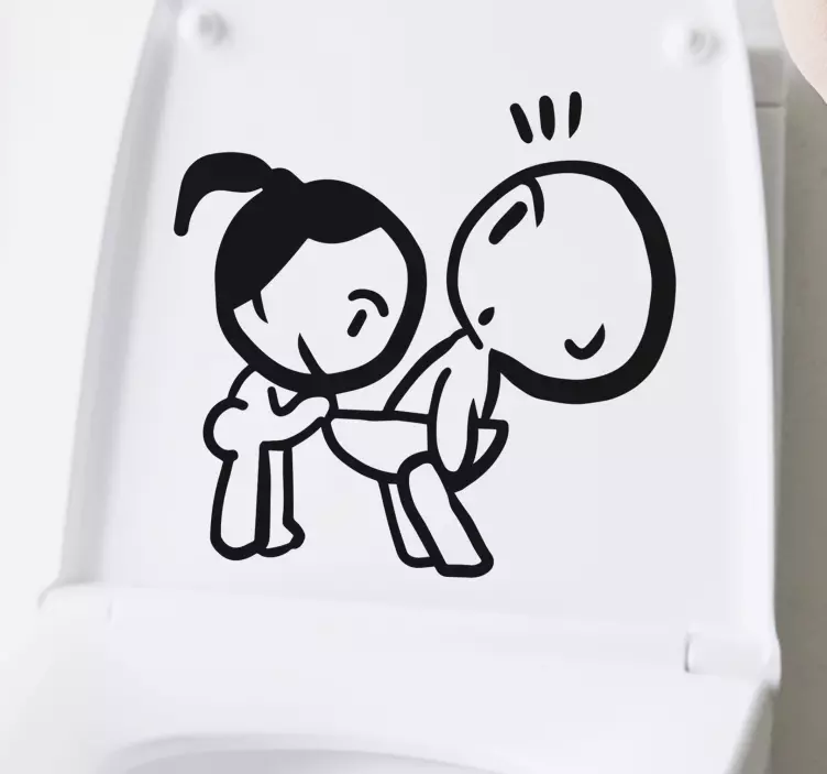 Tyttö kurkistaa poika wc tarra - Tenstickers