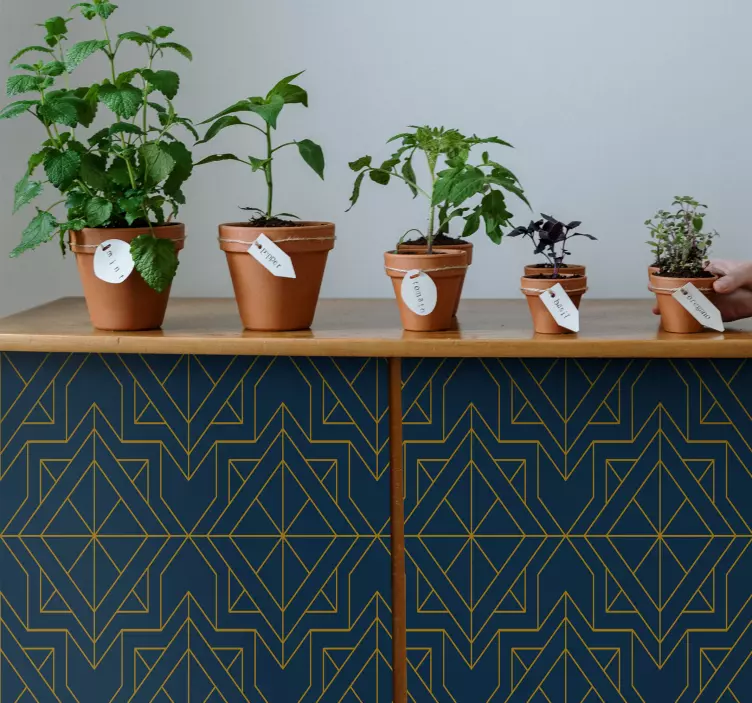 Tyylikäs art deco syvän sininen kuvio Huonekalutarrat - Tenstickers