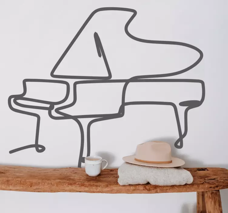 Tyylikäs pianosiluetti musikaali seinätarra - Tenstickers